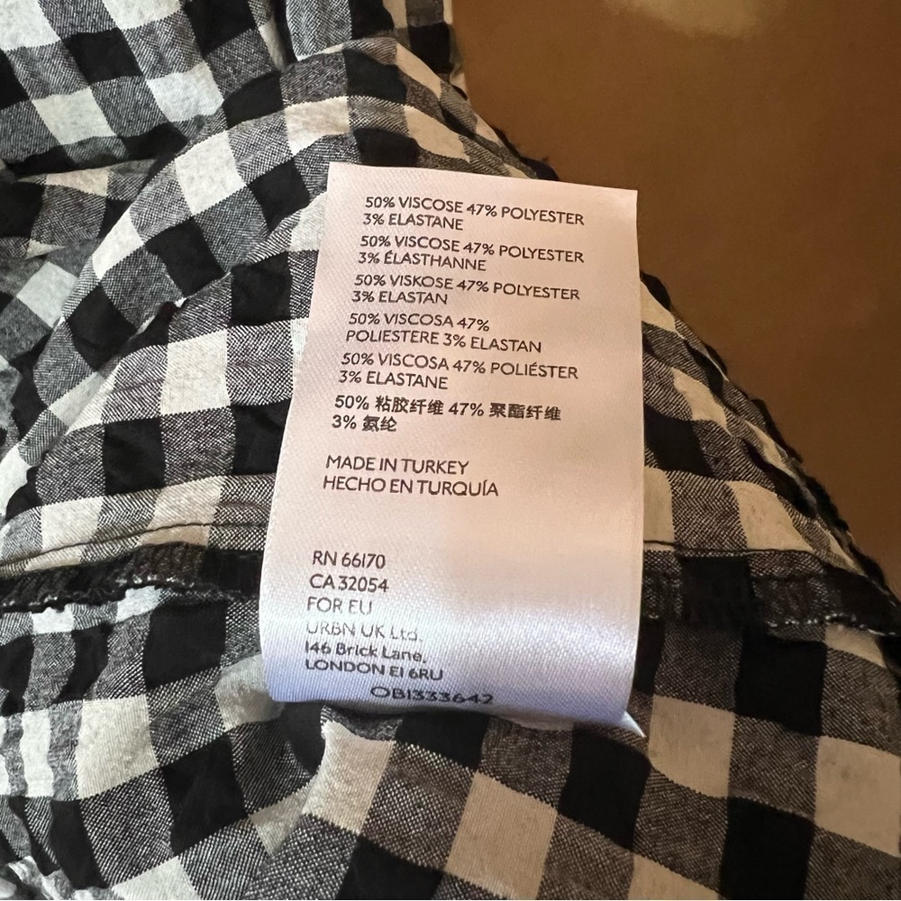 Anthropologie Maeve Lida Ruffled Mini Dress Tiered Popover Gingham Check Size M - Picture 13 of 13